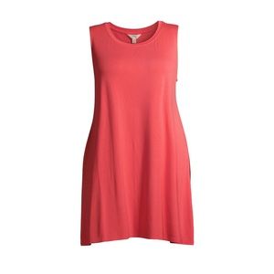Womens TERRA & SKY Sleeveless Swing Dress Size 14W 0X Stretch Coral New